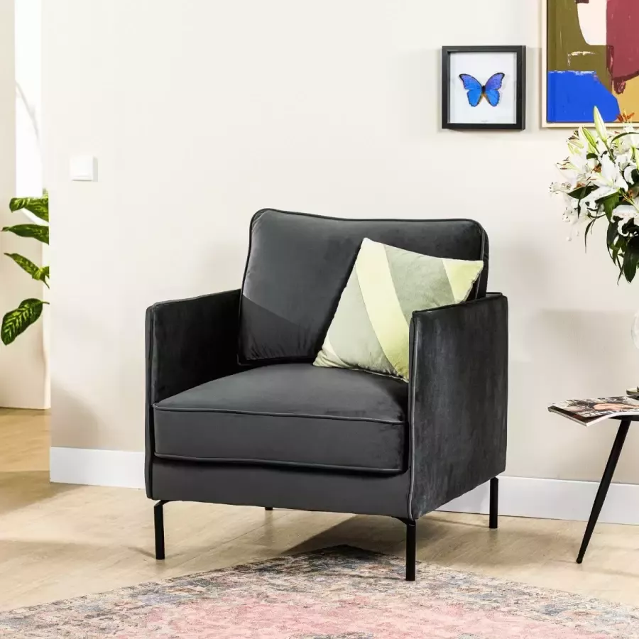 Vurna Salero fauteuil velvet donkergrijs