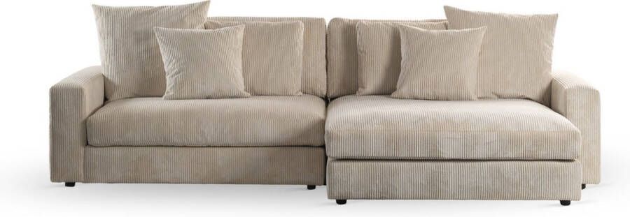 Vurna Sydney 3-zits hoekbank links rechts ribstof naturel