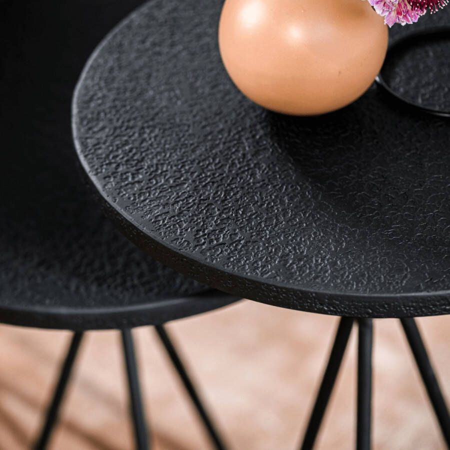 Vurna Ties bijzettafelset van 2 rond 38 cm zwart staal - Foto 2