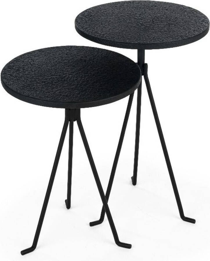 Vurna Ties bijzettafelset van 2 rond 38 cm zwart staal - Foto 3