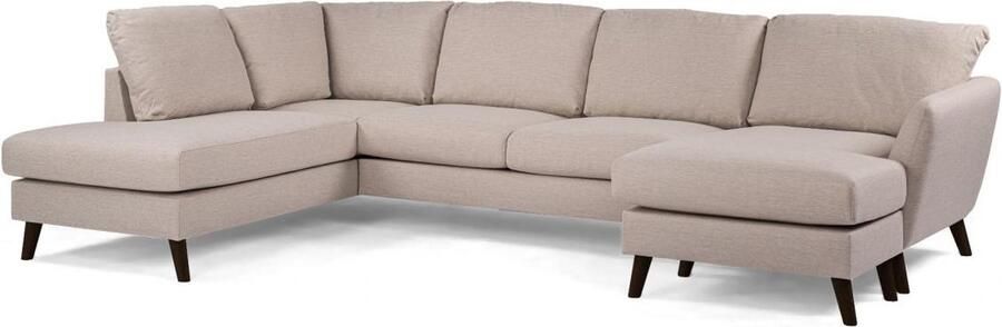 Vurna Aida 3-zits U-bank links stof beige poot zwart