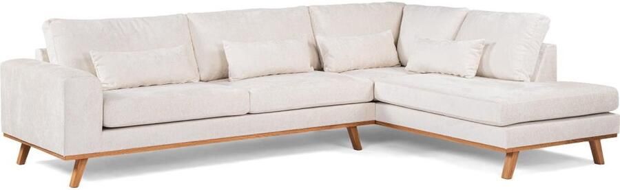 Vurna Loris 3-zits hoekbank rechts stof champagne