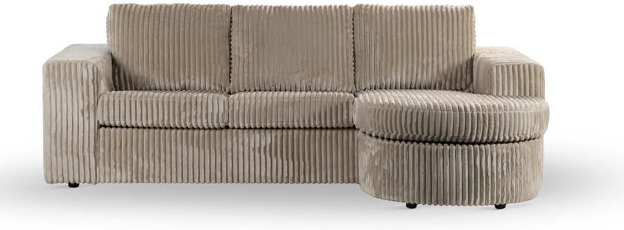 Vurna Niall 3-zits hoekbank links rechts lord ribstof beige