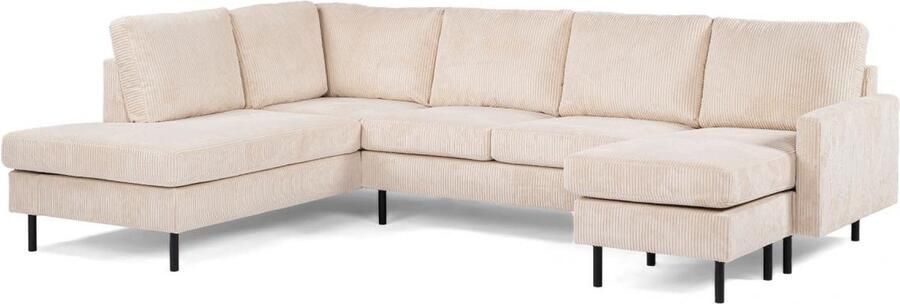 Vurna Silon 3-zits hoekbank links ribstof beige