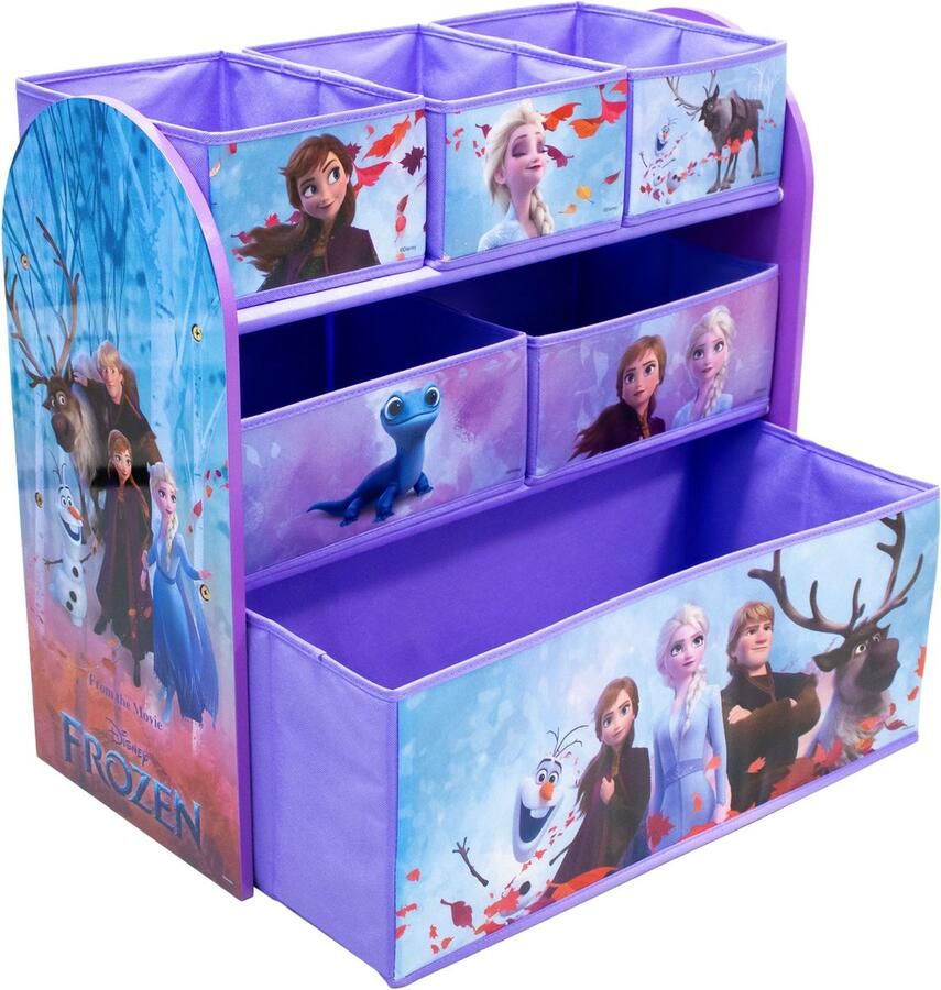 W&O Products B.V. Disney Frozen Opbergkast Speelgoed Opbergbank Kinderkast met Opbergbakken Opbergsysteem voor Kinderen 62 5 x 29 5 x 60 cm