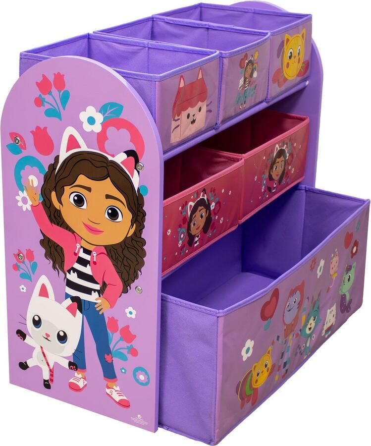 W&O Products B.V. Gabby's Poppenhuis Opbergkast Speelgoed Opbergbank Kinderkast met Opbergbakken Opbergsysteem voor Kinderen 62 5 x 29 5 x 60 cm