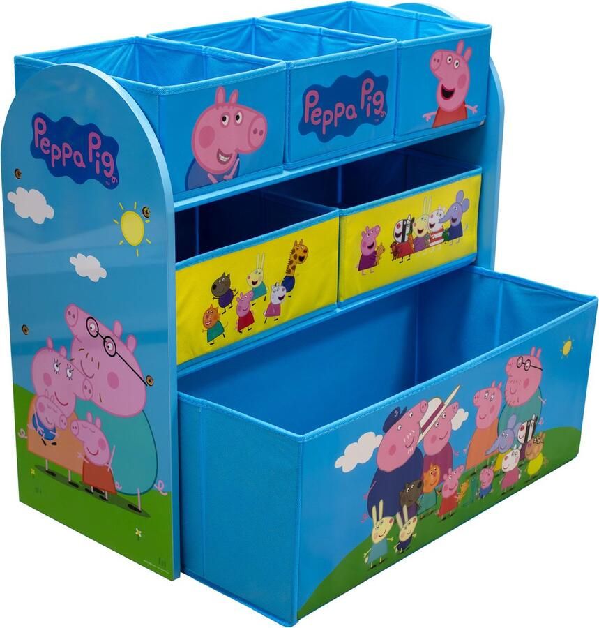 W&O Products B.V. Peppa Pig Opbergkast Speelgoed Opbergbank Kinderkast met Opbergbakken Opbergsysteem voor Kinderen 62 5 x 29 5 x 60 cm