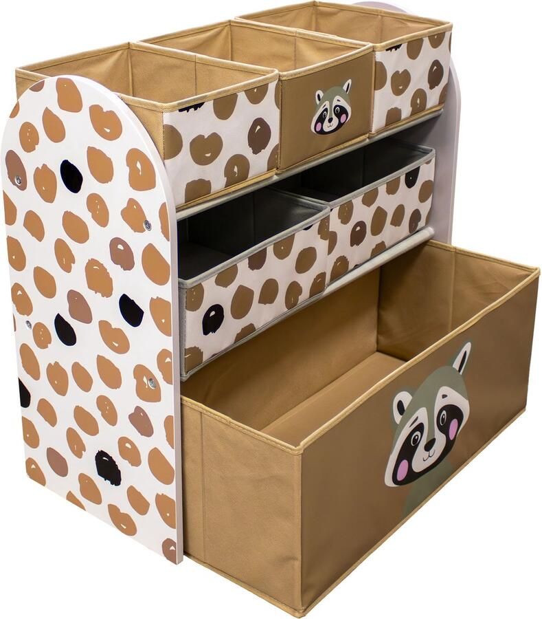 W&O Products B.V. Racoon Opbergkast Speelgoed Opbergbank Kinderkast met Opbergbakken Opbergsysteem voor Kinderen 62 5 x 29 5 x 60 cm