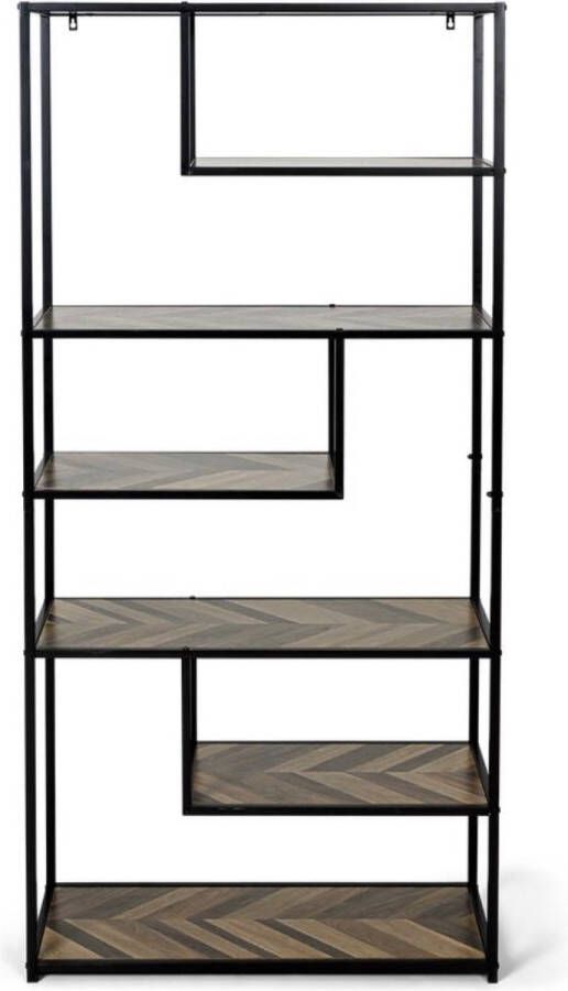 Wall Cabinet XXL industriële vakkenkast met legplanken Metaal 78 x 30 x 175cm Boekenkast Wandkast