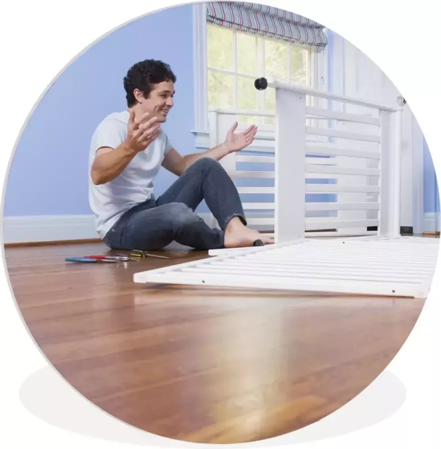 WallCircle Schilderij Kinderkamer Man Ledikant Multicolor 30 X 30 Cm