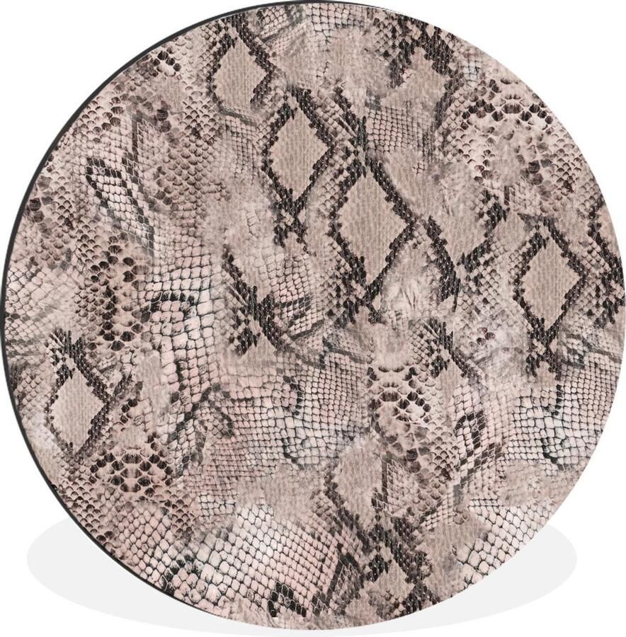 WallCircle Wandcirkel Muurcirkel Dierenhuid Slang Schubben Grijs Aluminium Dibond ⌀ 60 cm Binnen en Buiten