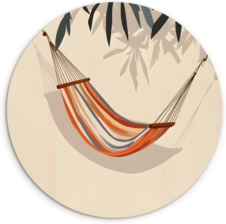 WallCircle Wandcirkel 150x150 cm Muurcirkel Hangmat Kleurrijk Bladeren Schaduw Muurdecoratie woonkamer Wanddecoratie slaapkamer Kamer decoratie accessoires Ronde schilderijen