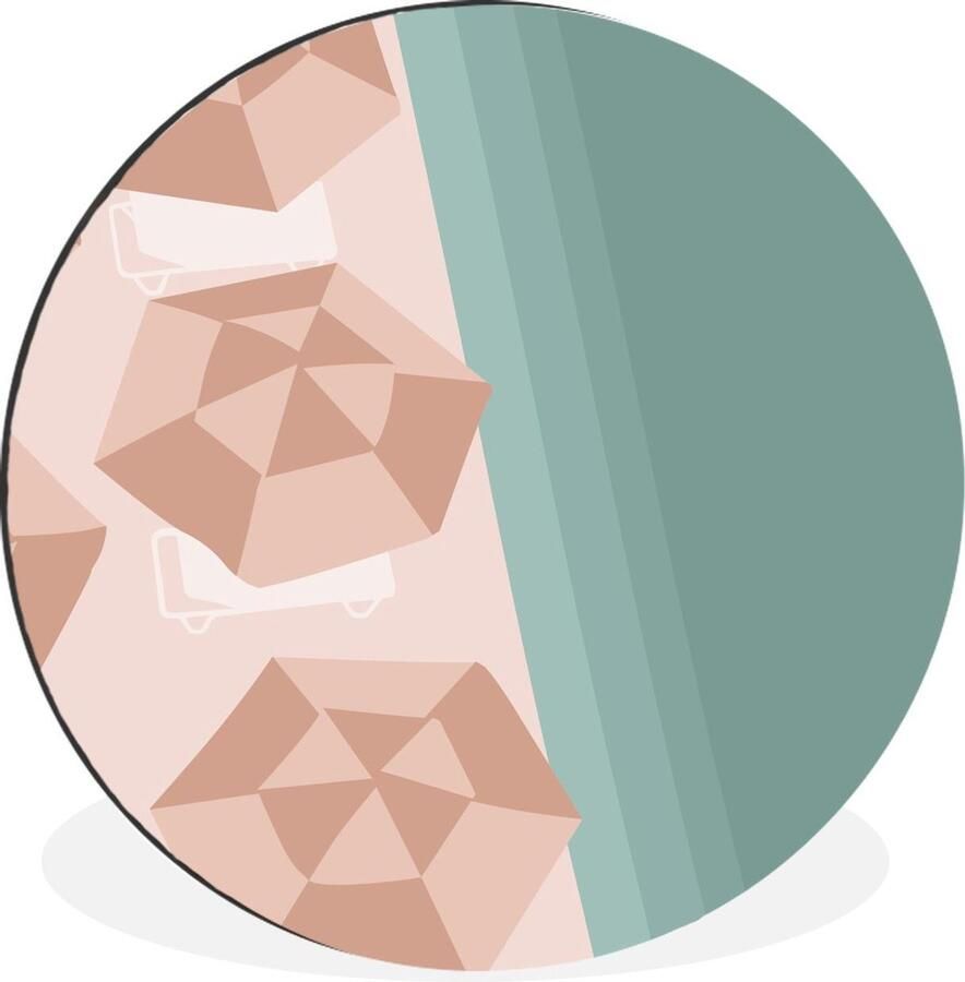 WallCircle Schilderij Zomer Strandparasols Zee Multicolor 90 X 90 Cm