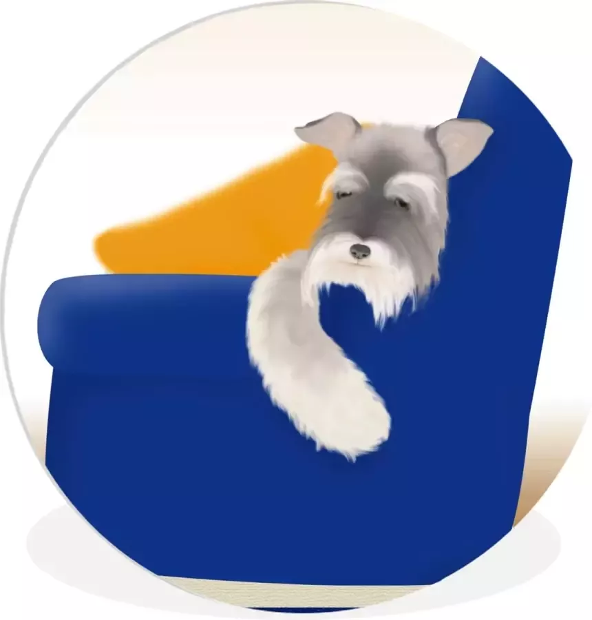 WallCircle Wandcirkel Muurcirkel Binnen een hond die slapende ogen op de stoel heeft ⌀ 120 cm Wanddecoratie Ronde Schilderijen XXL