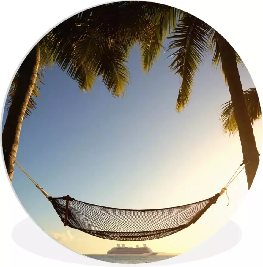 WallCircle Wandcirkel Muurcirkel Binnen Hangmat Boot Strand ⌀ 90 cm Wanddecoratie Ronde Schilderijen
