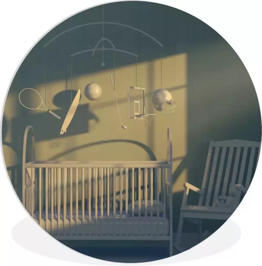 WallCircle Wandcirkel Muurcirkel Binnen Kinderkamer Groen Ledikant ⌀ 60 cm Wanddecoratie Ronde Schilderijen