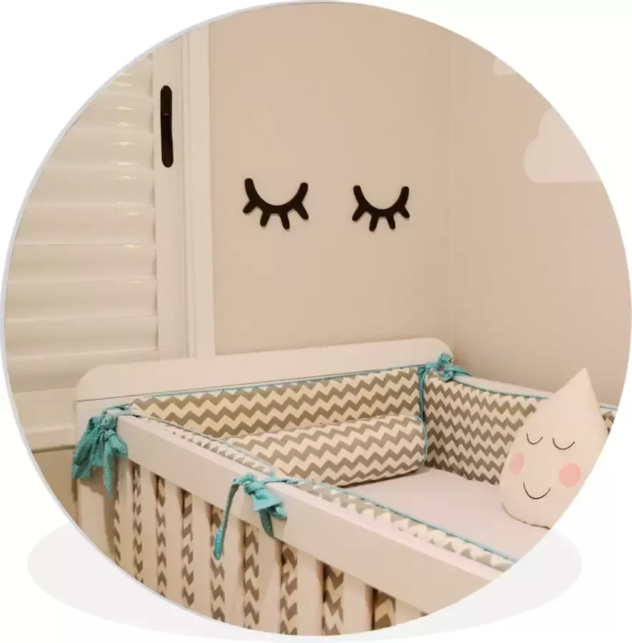 WallCircle Wandcirkel Muurcirkel Binnen Kinderkamer Wit Ledikant ⌀ 90 cm Wanddecoratie Ronde Schilderijen