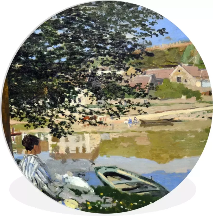 WallCircle Wandcirkel Muurcirkel Binnen On the Bank of the Seine Bennecourt Schilderij van Claude Monet ⌀ 150 cm Wanddecoratie Ronde Schilderijen