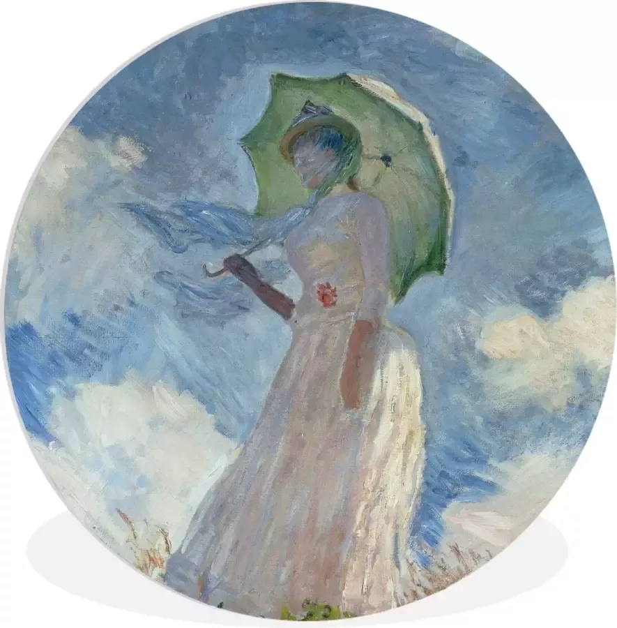 WallCircle Wandcirkel Muurcirkel Binnen Vrouw met een parasol Claude Monet ⌀ 150 cm Wanddecoratie Ronde Schilderijen