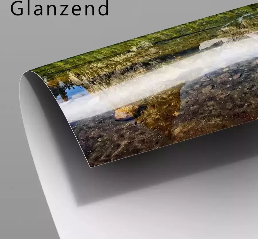 WallClassics Poster Glanzend – Hangmat tussen de Bomen Zwart Wit 150x100 cm Foto op Posterpapier met Glanzende Afwerking