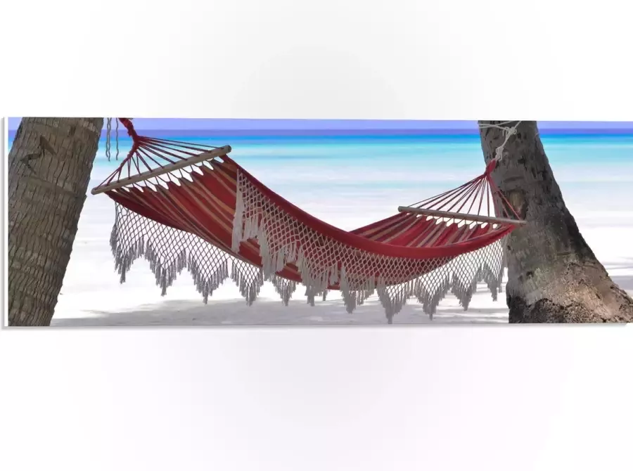 WallClassics PVC Schuimplaat- Hangmat op het Strand 60x20 cm Foto op PVC Schuimplaat