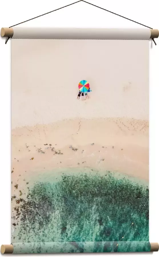WallClassics Textielposter Parasol op het Strand 40x60 cm Foto op Textiel