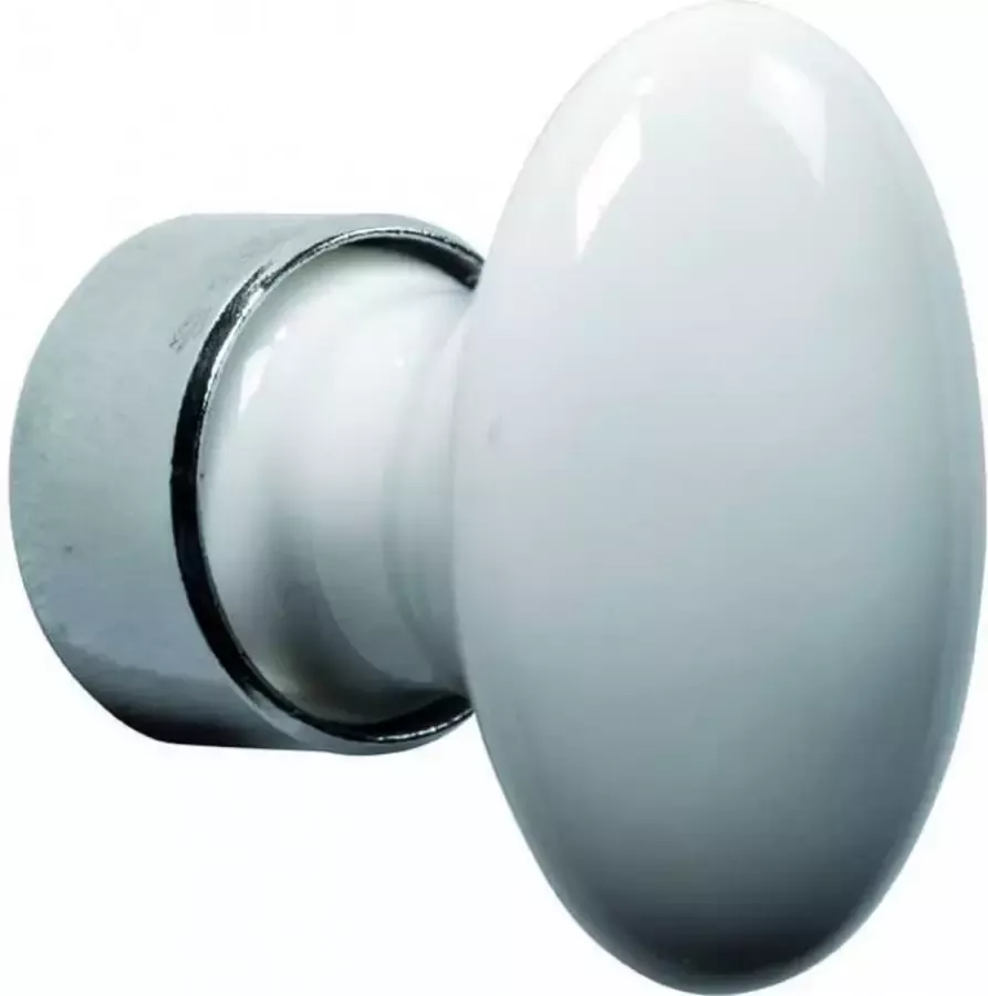 Wallebroek meubelknop ovaal B63xH51mm nikkel poli+wit porselein