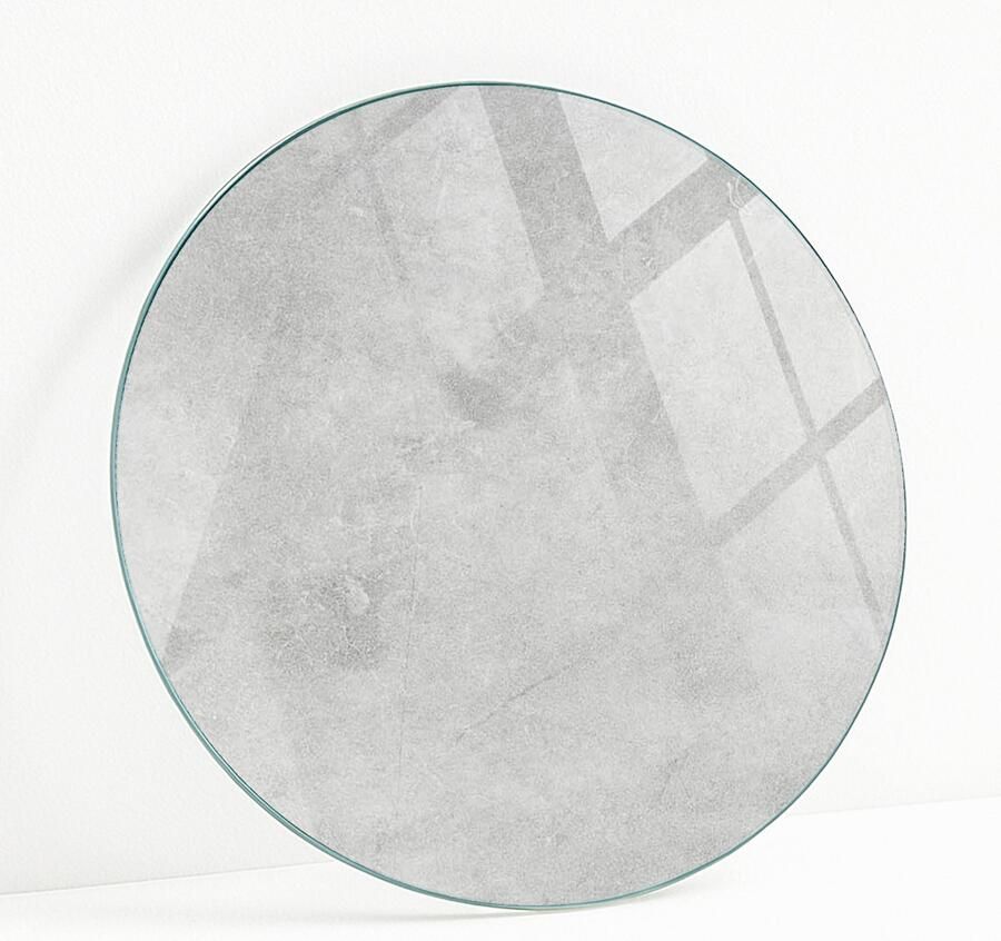 WALLFLUENT Betontextuur Met Scheuren Glazen Plaat 60 cm Grijs Glasplaat Tafel Rond Tafelblad Glas Gehard Glas Gehard Glazen Tafelblad Voor de Eettafel in de Eetkamer