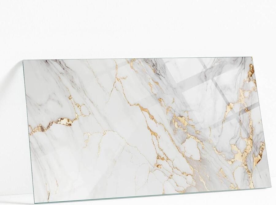 WALLFLUENT Elegant Geaderd Marmer Gehard Glas 140 x 70 cm Wit Glazen Tafelblad Rechthoekig Tafelblad Glas Glasplaat Tafel Gehard Glazen Tafelblad Voor de Eettafel in de Eetkamer