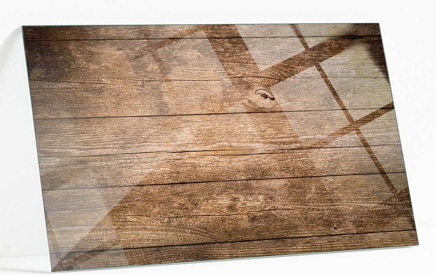 WALLFLUENT Houten Plankstructuur Gehard Glas 120 x 80 cm Bruin Glazen Tafelblad Rechthoekig Tafelblad Glas Glasplaat Tafel Gehard Glazen Tafelblad Voor de Eettafel in de Eetkamer