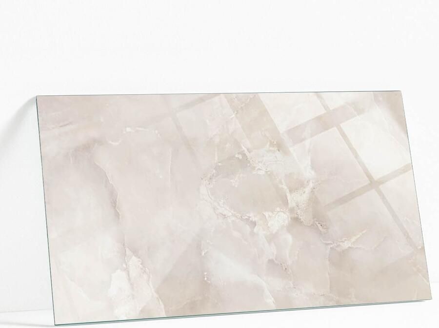 WALLFLUENT Marmer Textuurpatroon Glasplaat Tafel 120 x 60 cm Romig Veiligheidsglas Rechthoekig Tafelblad Glas Glazen Tafelblad Gehard Glazen Tafelblad Voor de Eettafel in de Eetkamer