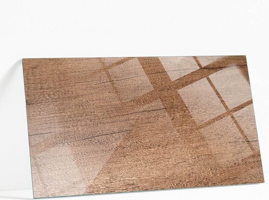 WALLFLUENT Natuurlijk Houtpatroon Glazen Plaat 120 x 60 cm Bruin Glasplaat Tafel Rechthoekig Tafelblad Glas Gehard Glas Gehard Glazen Tafelblad Voor de Eettafel in de Eetkamer