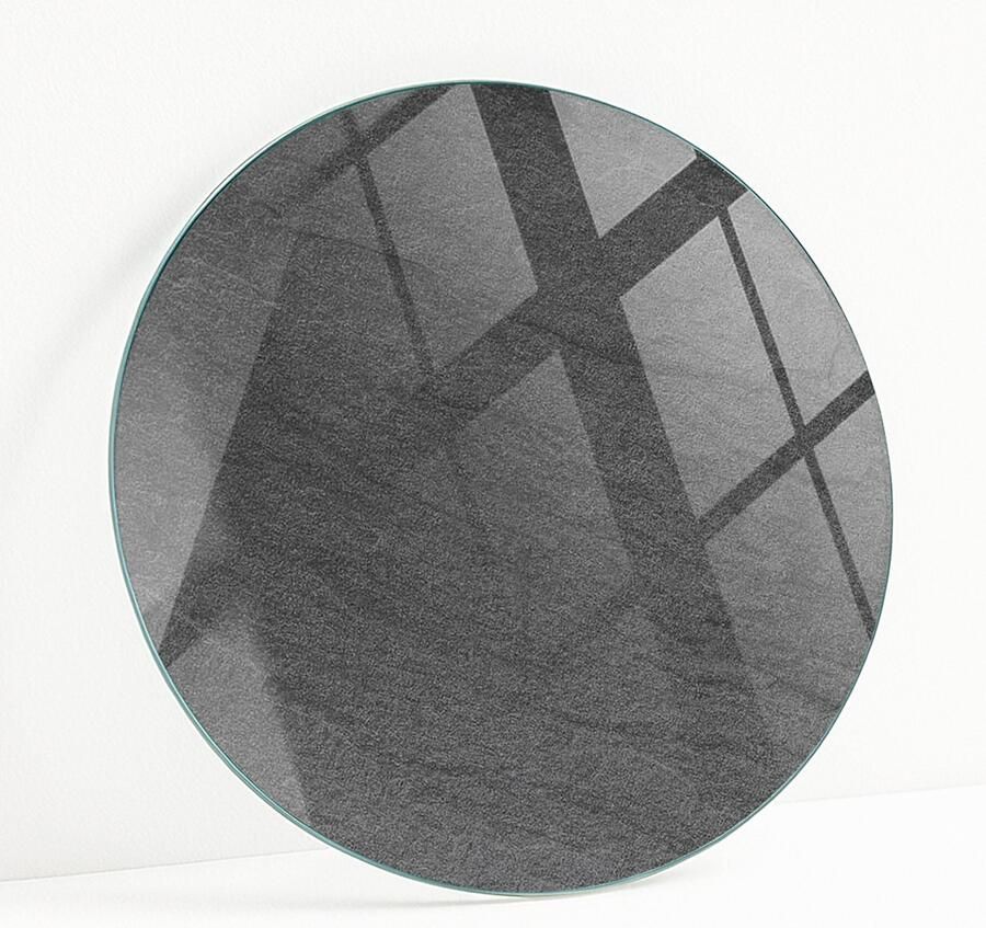 WALLFLUENT Natuursteen Textuur Glasplaat Tafel 100 cm Zwart Veiligheidsglas Rond Tafelblad Glas Glazen Tafelblad Gehard Glazen Tafelblad Voor de Eettafel in de Eetkamer