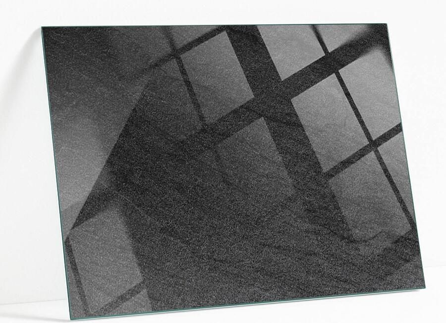 WALLFLUENT Natuursteen Textuur Glasplaat Tafel 100 x 70 cm Zwart Veiligheidsglas Rechthoekig Tafelblad Glas Glazen Tafelblad Glazen Tafelblad voor Tuin of Terrastafels