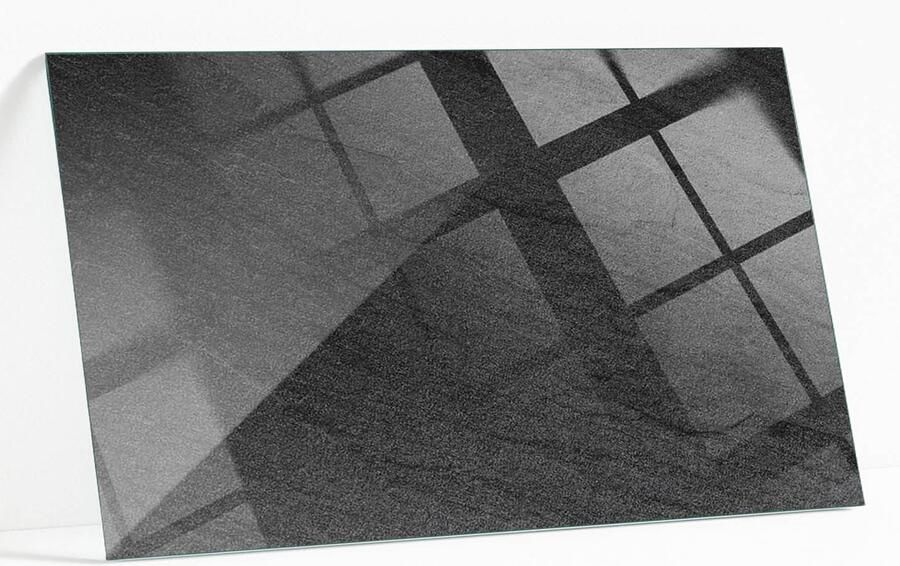 WALLFLUENT Natuursteen Textuur Glasplaat Tafel 120 x 80 cm Zwart Veiligheidsglas Rechthoekig Tafelblad Glas Glazen Tafelblad Gehard Glazen Tafelblad Voor de Eettafel in de Eetkamer