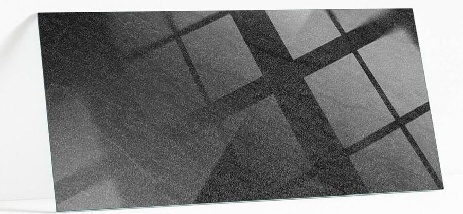 WALLFLUENT Natuursteen Textuur Glasplaat Tafel 125 x 50 cm Zwart Veiligheidsglas Rechthoekig Tafelblad Glas Glazen Tafelblad Glazen Tafelblad voor de Woonkamer