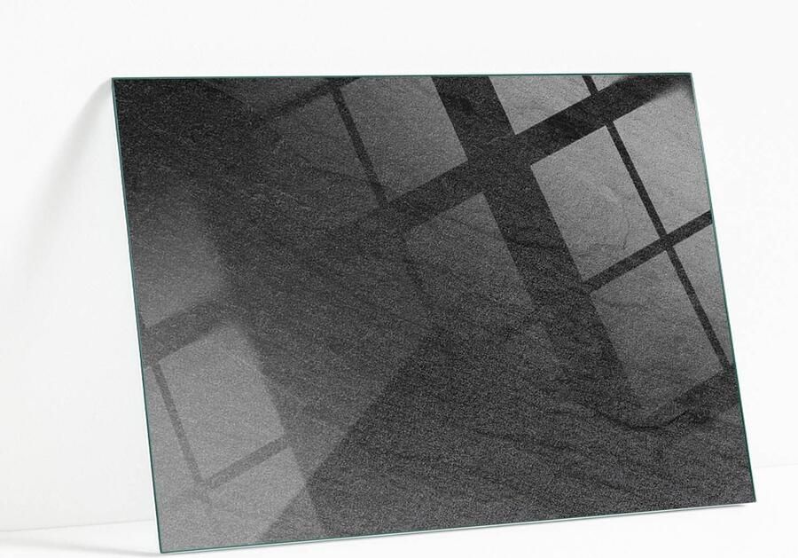 WALLFLUENT Natuursteen Textuur Glasplaat Tafel 80 x 60 cm Zwart Veiligheidsglas Rechthoekig Tafelblad Glas Glazen Tafelblad Gehard Glazen Tafelblad Voor de Eettafel in de Eetkamer