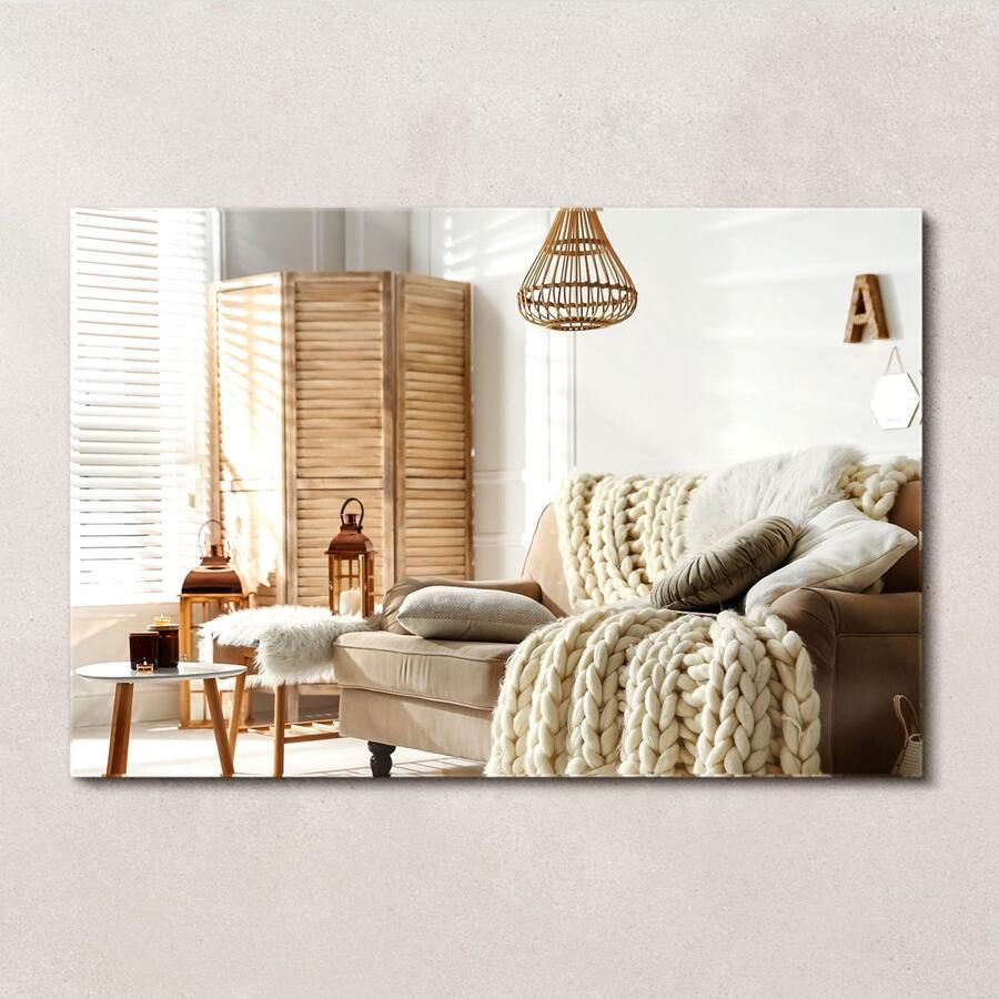 WALLFLUENT Spiegel Rechthoekige Spiegel 60 cm x 40 cm Woonaccessoires Hangspiegel Decoratieve Badkamerspiegel – Eetkamerspiegel – Kaptafel Spiegel– Kleedkamer spiegel Minimalistische Spiegel Make up spiegel Industriële