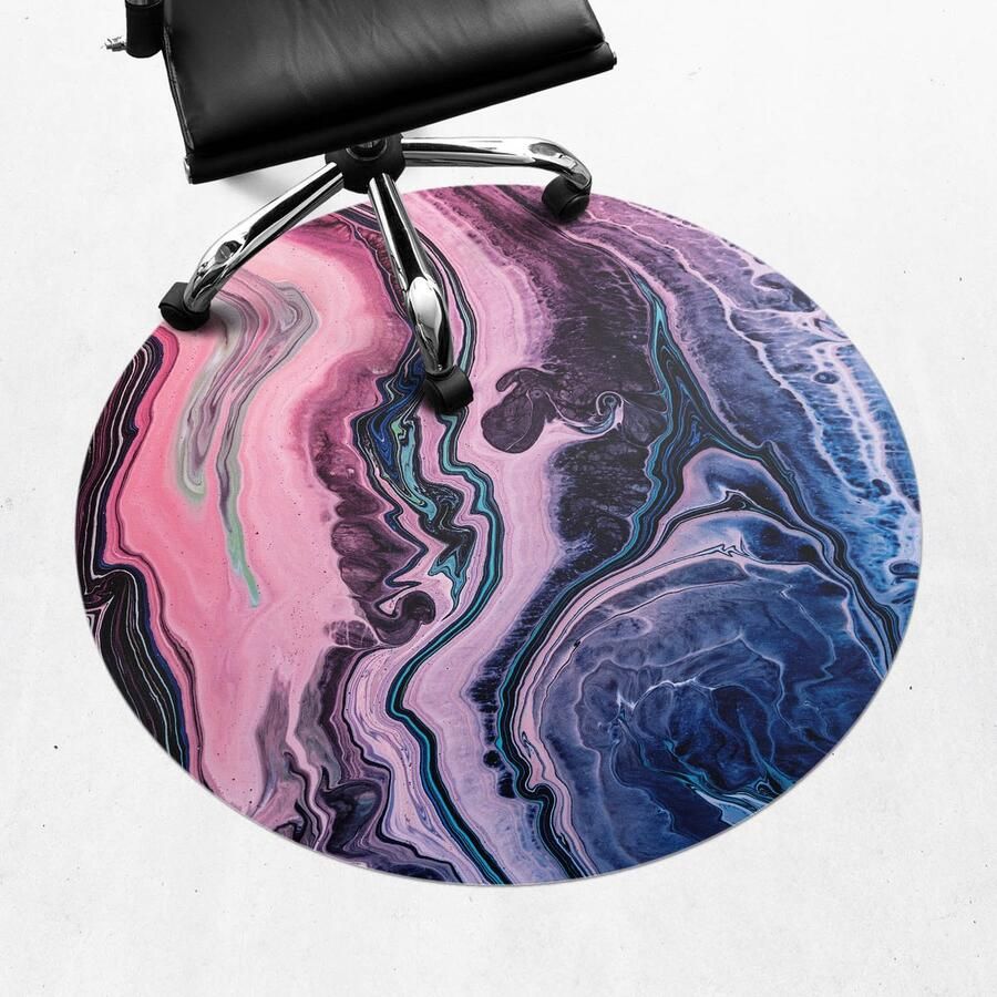 WALLFLUENT Vloerbeschermer Abstracte Golven 100 cm Roze Vloerbeschermer Bureaustoelmat Rond Motif Vloerbeschermer-Stoel Mat-Kantoordecoraties Organisch marmerpatroon