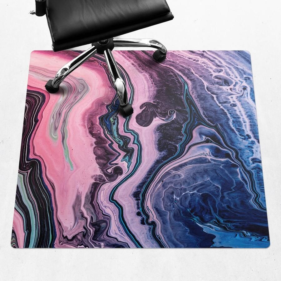 WALLFLUENT Vloerbeschermer Abstracte Golven 100x100 cm Roze Bureaustoel Vloerbeschermer Vierkant Mótif Vloerbeschermer-Stoel Mat-Kantoordecoraties Organisch marmerpatroon