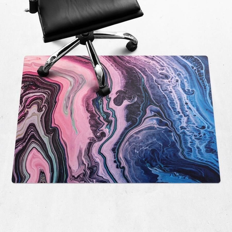 WALLFLUENT Vloerbeschermer Abstracte Golven 100x70 cm Roze Vloerbeschermer Bureaustoelmat Rechthoekig Motif Vloerbeschermer-Stoel Mat-Kantoordecoraties Organisch marmerpatroon