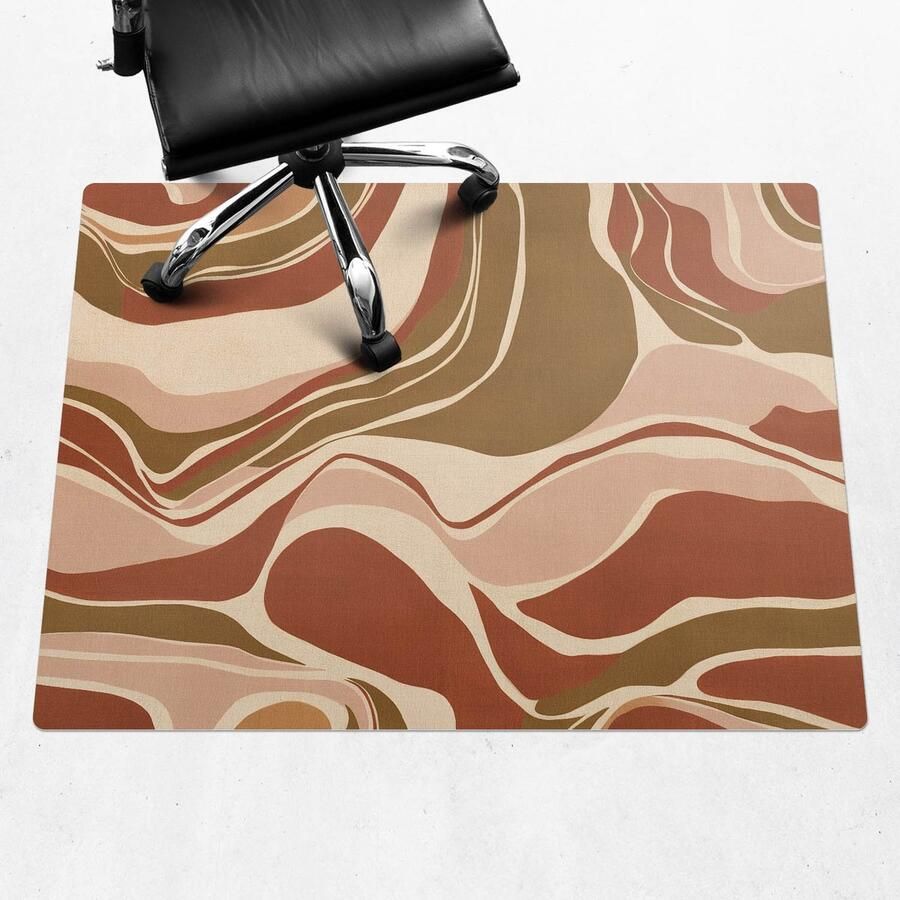WALLFLUENT Vloerbeschermer Abstracte Golven 120x90 cm Beige Mótif Bureaustoelmat Rechthoekig Vloerbeschermer Groot-Stoel Mat-Werkplekdecoraties Boho-patroon
