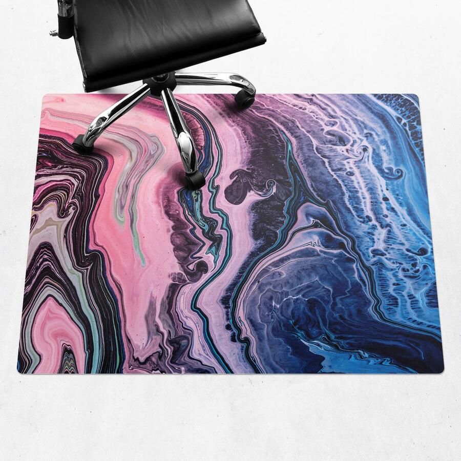 WALLFLUENT Vloerbeschermer Abstracte Golven 120x90 cm Roze Bureaustoelmat Rechthoekig Motif Vloerbeschermer-Stoel Mat-Kantoordecoraties Organisch marmerpatroon