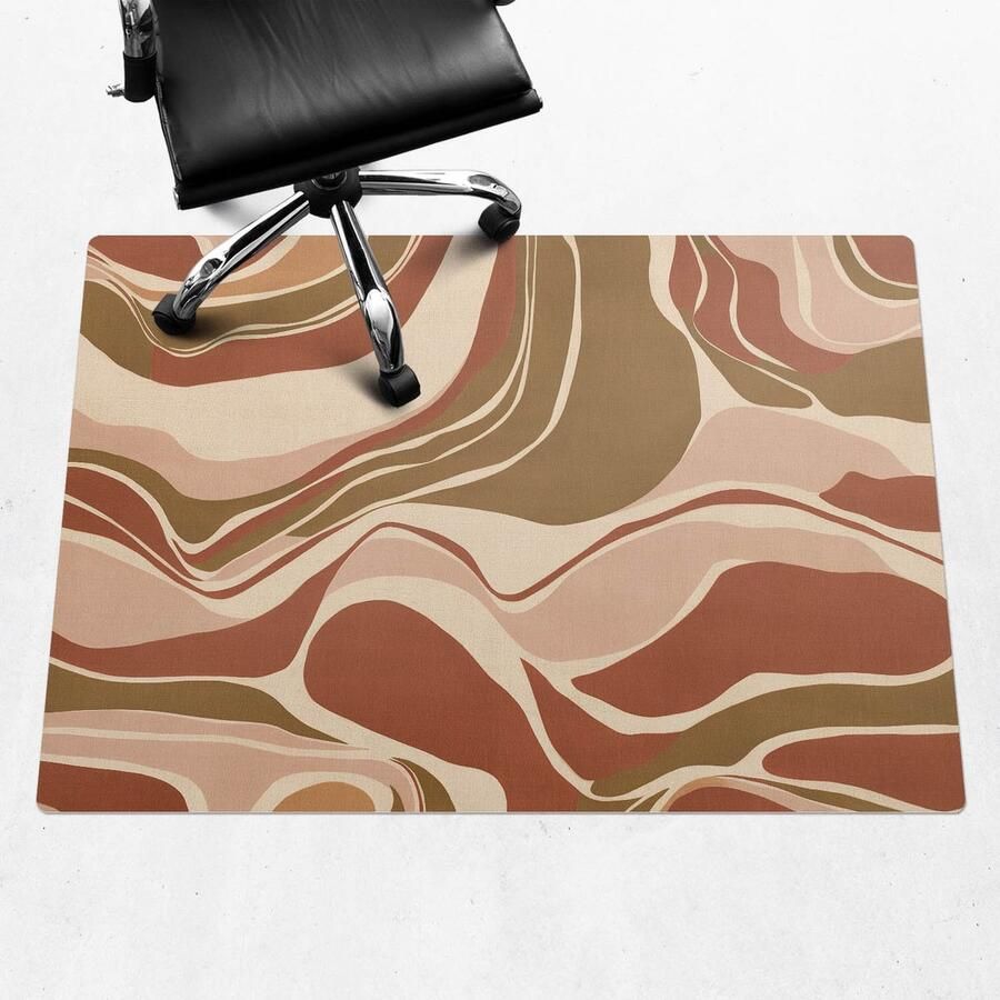 WALLFLUENT Vloerbeschermer Abstracte Golven 140x100 cm Beige Vloerbeschermer Bureaustoel Tapijt Rechthoekig Vloerbeschermer Groot-Stoel Mat-Werkplekdecoraties Boho-patroon