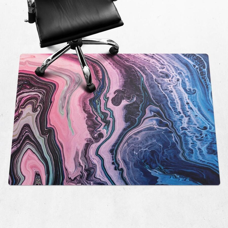 WALLFLUENT Vloerbeschermer Abstracte Golven 140x100 cm Roze Vloerbeschermer Bureaustoel Rechthoekig Mótif Vloerbeschermer-Stoel Mat-Kantoordecoraties Organisch marmerpatroon