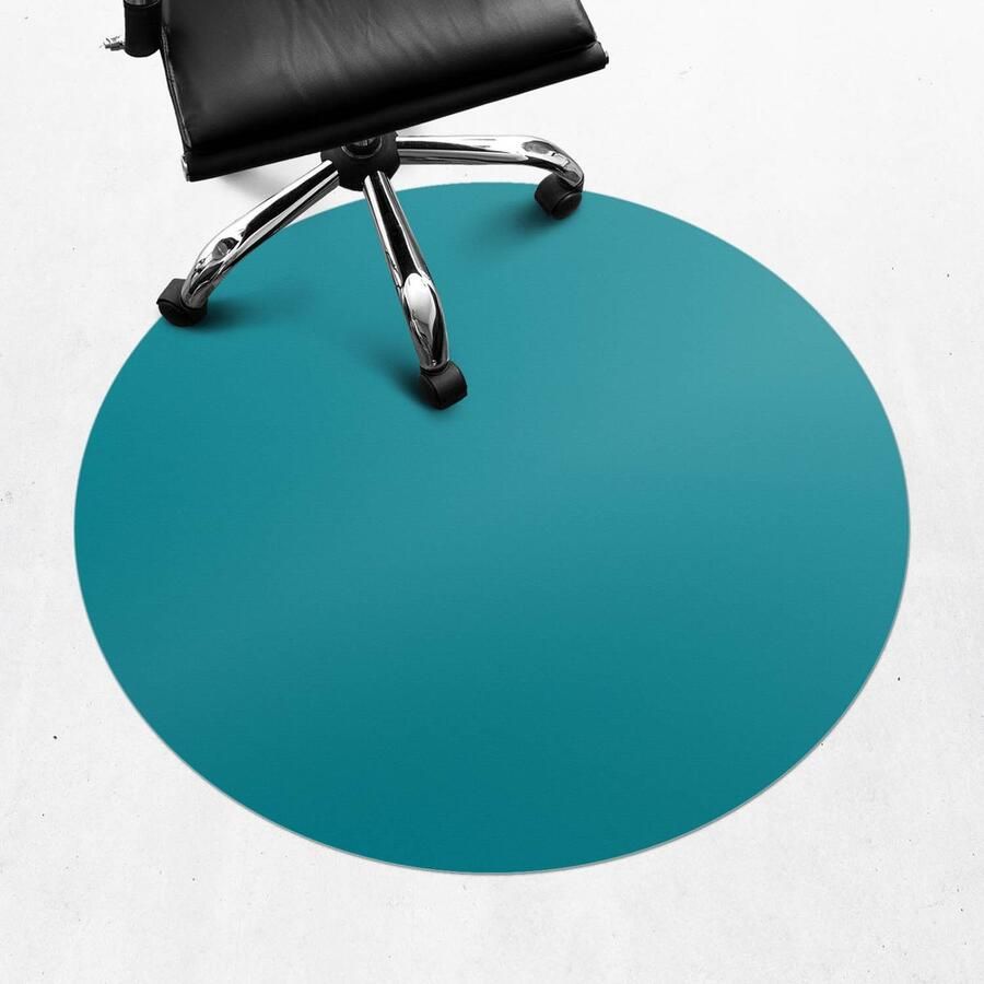 WALLFLUENT Vloerbeschermer Caribisch turkoois 100 cm Turkoois Vloerbeschermer Bureaustoel Tapijt Rond Vloerbeschermer Tapijt-Computer Stoel Mat-Werkplekdecoraties Koele en donkere kleuren