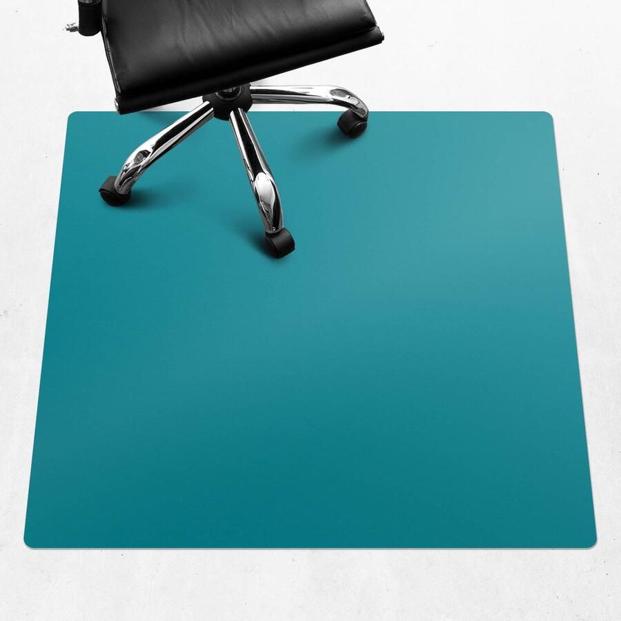 WALLFLUENT Vloerbeschermer Caribisch turkoois 100x100 cm Turkoois Bureaustoel Vloerbeschermer Vierkant Mótif Vloerbeschermer-Stoel Mat-Kantoordecoraties Koele en donkere kleuren