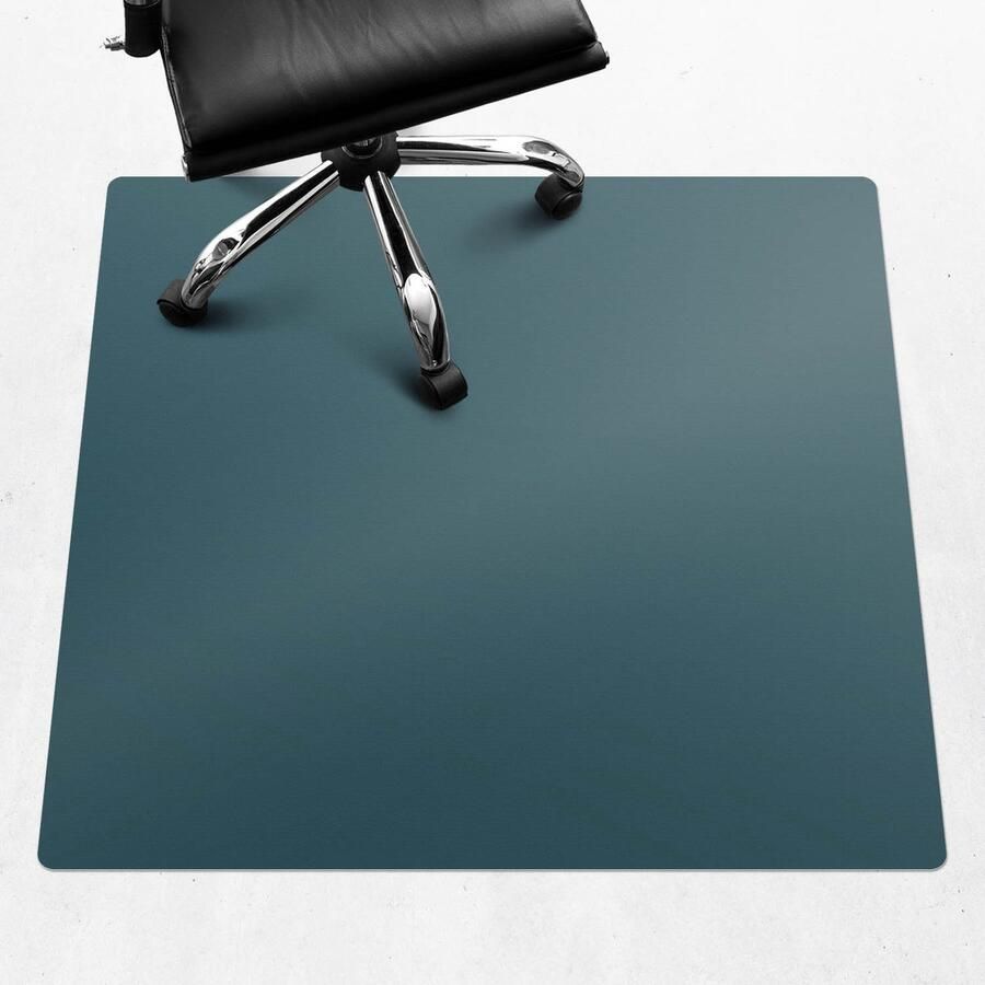 WALLFLUENT Vloerbeschermer Diepzee 100x100 cm Maritiem Bureaustoelmat Vierkant PVC Vloerbeschermer-Computer Stoel Mat-Werkplekdecoraties Koele en donkere kleuren