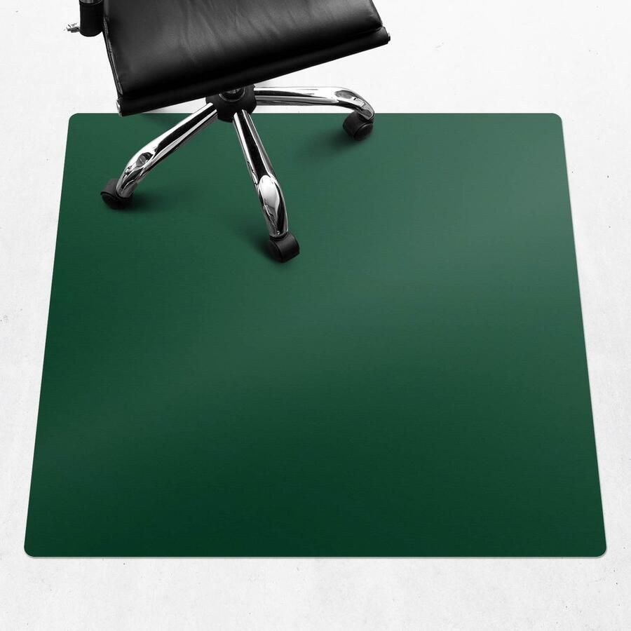 WALLFLUENT Vloerbeschermer Groene Eucalyptus 100x100 cm Donkergroen Bureaustoelmat Vierkant PVC Vloerbeschermer-Stoel Mat-Kantoordecoraties Koele en donkere kleuren