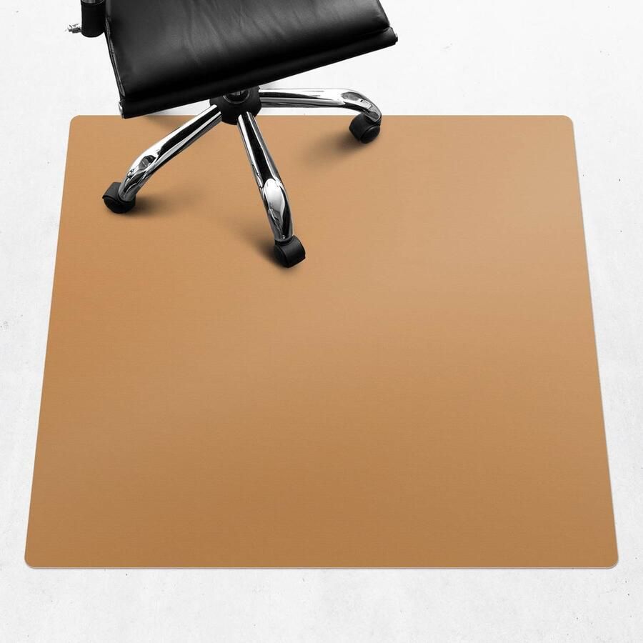 WALLFLUENT Vloerbeschermer Honingklei 100x100 cm Oranje Bureau Stoel Mat Vierkant Motif Vloerbeschermer-Stoel Mat-Kantoordecoraties Pastel- en aardse kleuren